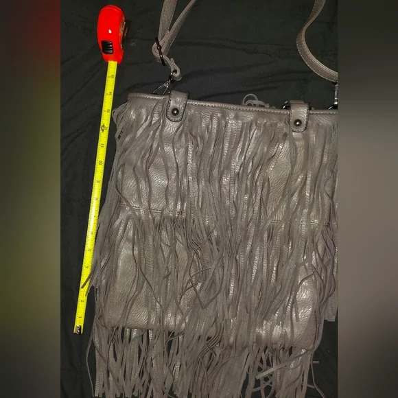 FRINGE BAG, GREY, BEAUTIFUL BAG, BY BAM FOREVER, CROSSBODY/TOP HANDLE, - Picture 8 of 10